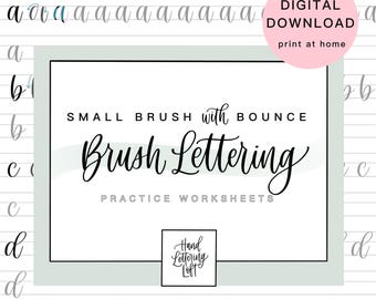 Small Brush Bouncy Lettering | Intro to Lettering Practice Sheets | Digital Download Worksheets