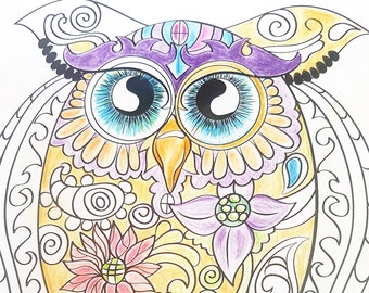 owld Adult Coloring - Digital Download to Print and Color