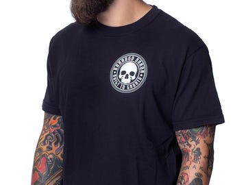 Skull Circle Badge Left Chest T-shirt