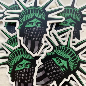 Statue of Liberty USA Black Flag Sticker