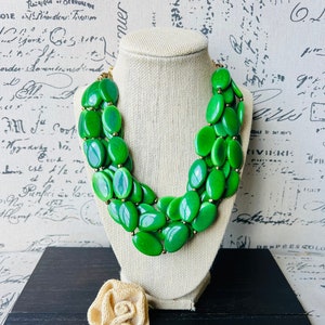 Green beaded necklace Tagua necklace Statement necklace for women chunky Wearable art Multi layer necklace Mothers day gifts Big bold bib