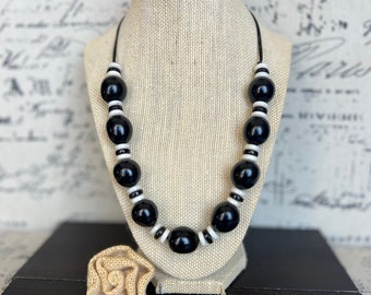 Black and white statement necklace with bubblegum beads Tagua and bombona necklace Big bold chunky necklace Spring fashion Mothers day gifts