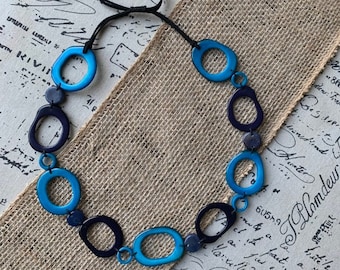 Handgemaakte turkooizen taguanootketting, verstelbare statement-sieraden
