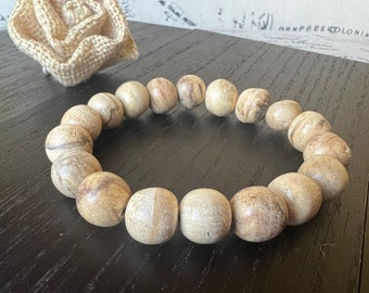 Palo santo beaded bracelet Handmade jewelry Elastic stretch bangle Gift from Ecuador Wooden organic stretch bracelet Spring trends For beach