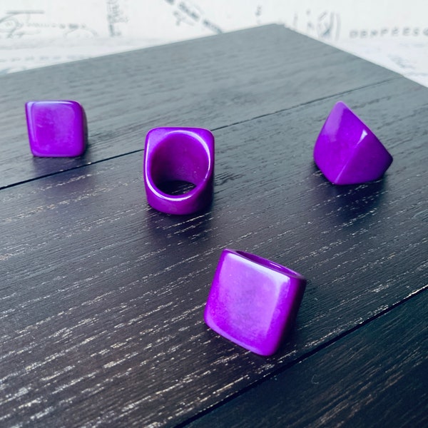 Tagua nut ring purple Unusual fashion jewelry Spring style Big bold cocktail ring Statement large Anniversary gift women Huge oversized ring
