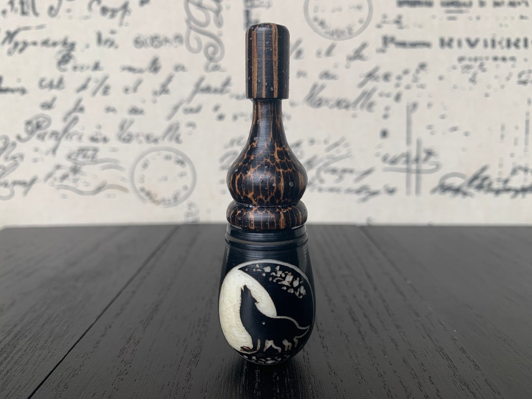 Howl at the Moon Smoking Pipe Handmade Tagua Nut and Wood Pocket Pipe