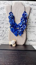 Royal blue big bold chunky necklace Tagua nut jewelry Adjustable collar Statement necklaces Fall fashion 2025s for wife Beach fashion trends