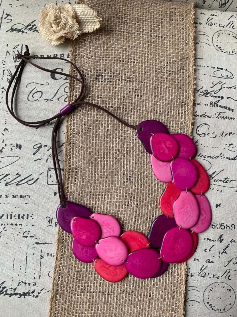 Tagua Bethany Flowers Necklace