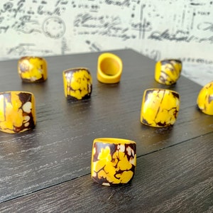 Yellow statement ring Tagua jewelry Dramatic ring Oversized ring Unisex cocktail ring Wearable art Wide band ring for women Big chunky rings
