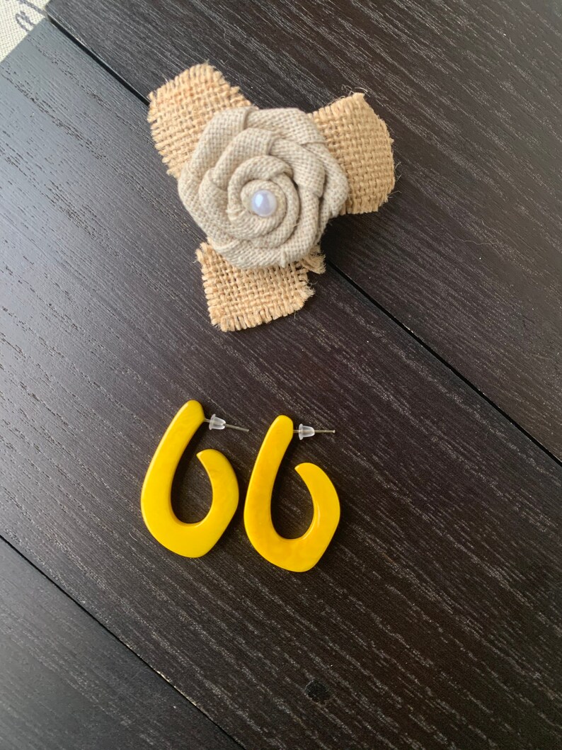 Yellow Statement Earrings Tagua Laser Cut Earrings Beach Etsy