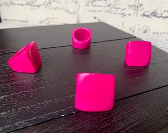 Tagua ring hot pink Unusual fashion jewelry Spring style Big bold cocktail ring Statement large Anniversary gift women Huge oversized ring