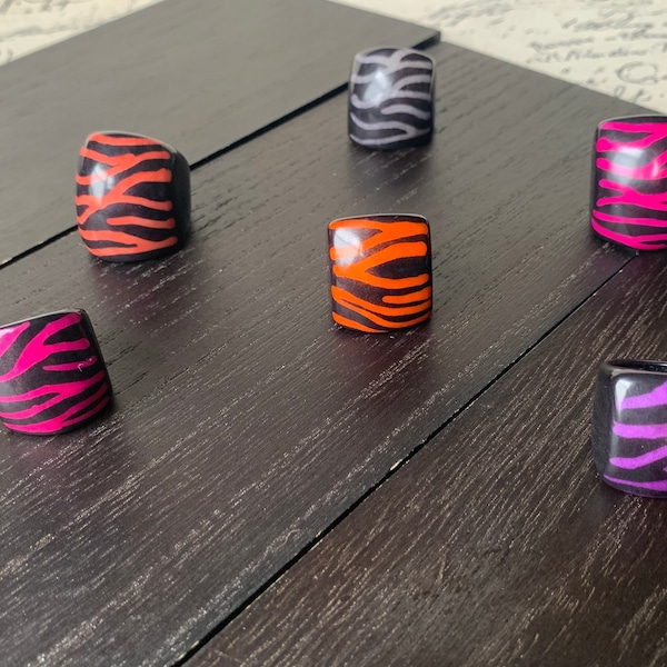 Zebra print statement cocktail ring Tagua nut jewelry Big bold dramatic ring Beach wedding Summer trends Huge oversized rings Beach fashion