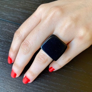 Black statement ring Tagua jewelry Unusual fashion jewelry Summer style Big bold cocktail ring Anniversary gift women Huge oversized ring image 3