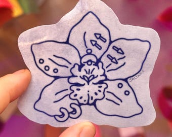 pierced orchid sticker | alternative floral art sticker
