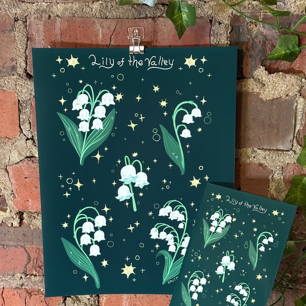 lily of the valley floral art print (8.5x11" or 4x6")