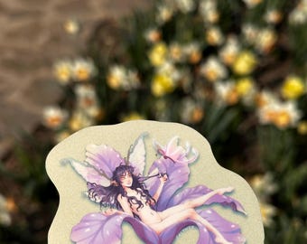 soft flower fairy sticker | handmade fantasy faerie art