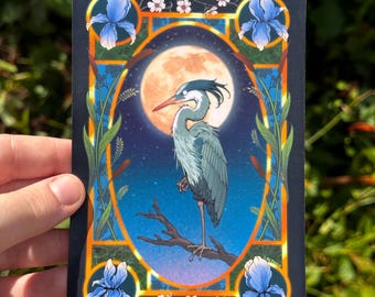 Blue Heron Art Postcard: Bird Illustration (4x6")