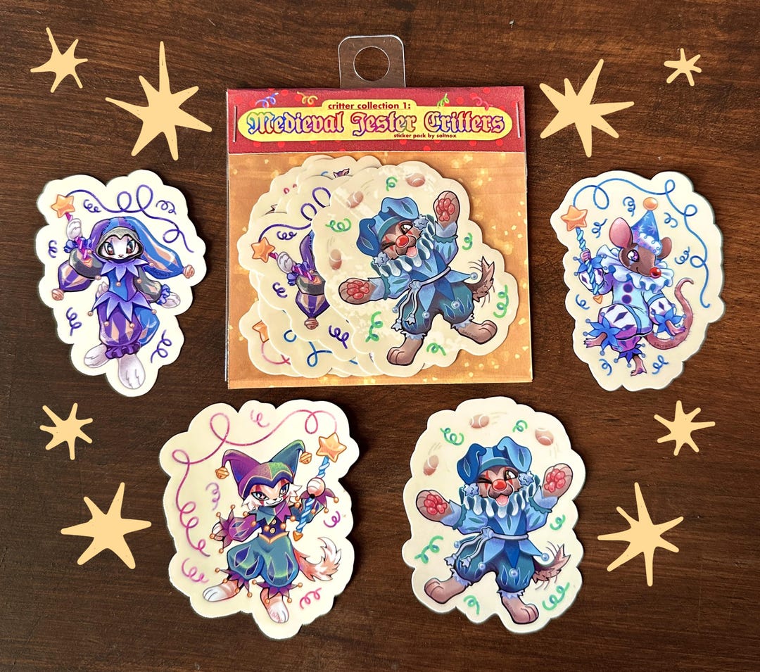 Rusty Jester Sticker Medieval Jester Animal Stickers | Cute Critters Sticker Pack - Etsy