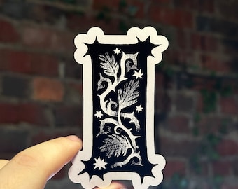 Floral Vine Block Sticker: Handmade Matte Laminate Decal
