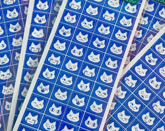 cat emote sticker sheet: y2k cat lover journaling stickers