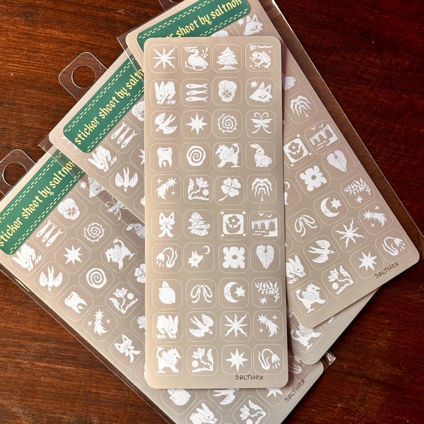 tiny cube random whimsical sticker sheet