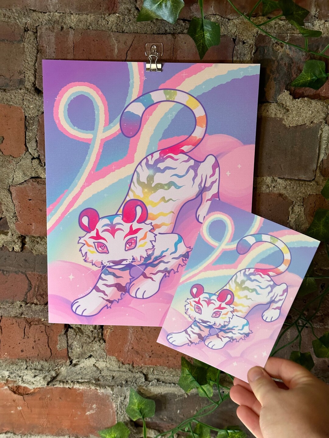 Pastel Rainbow Tiger Art Print 8.5x11 or 4x6 Etsy