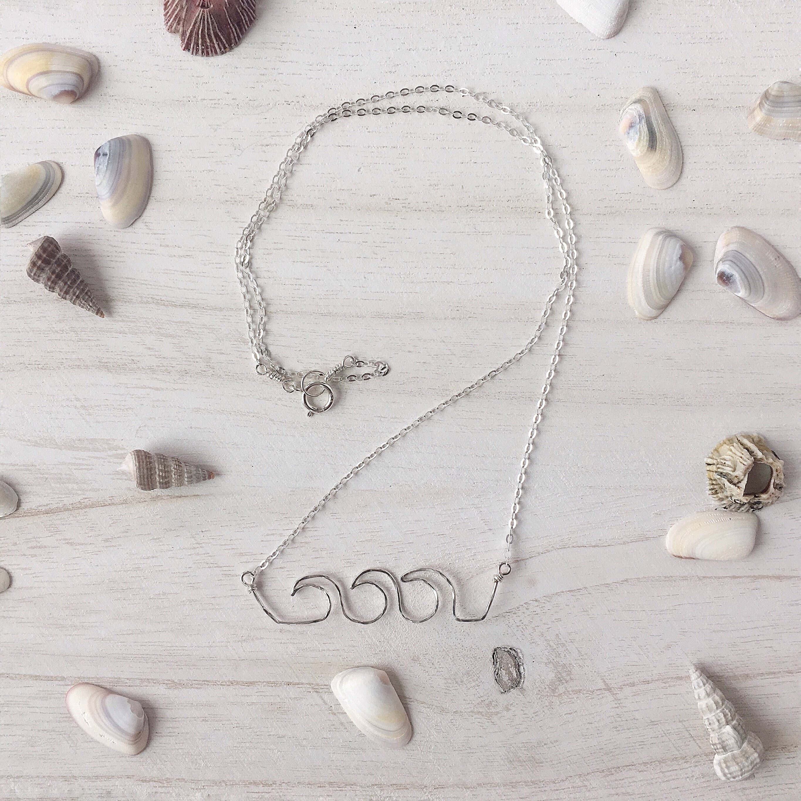 The Perfect Wave Surfer Girl Necklace Handmade and Hammered Etsy