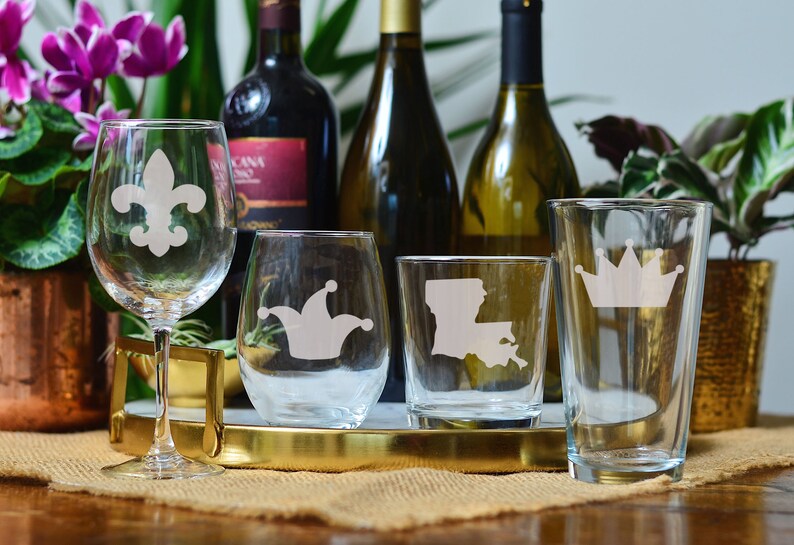 State of Louisianna Barware LSU Tiger Glassware New Orleans Etsy