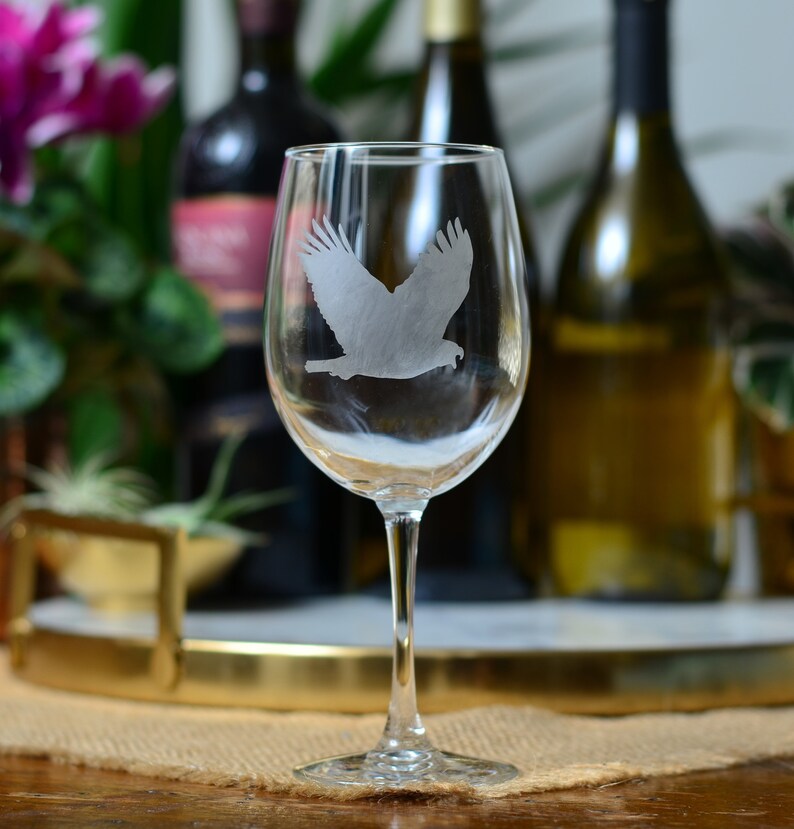 Eagle Wine Glasses Auburn University Barware Auburn Eagle Glass Etching