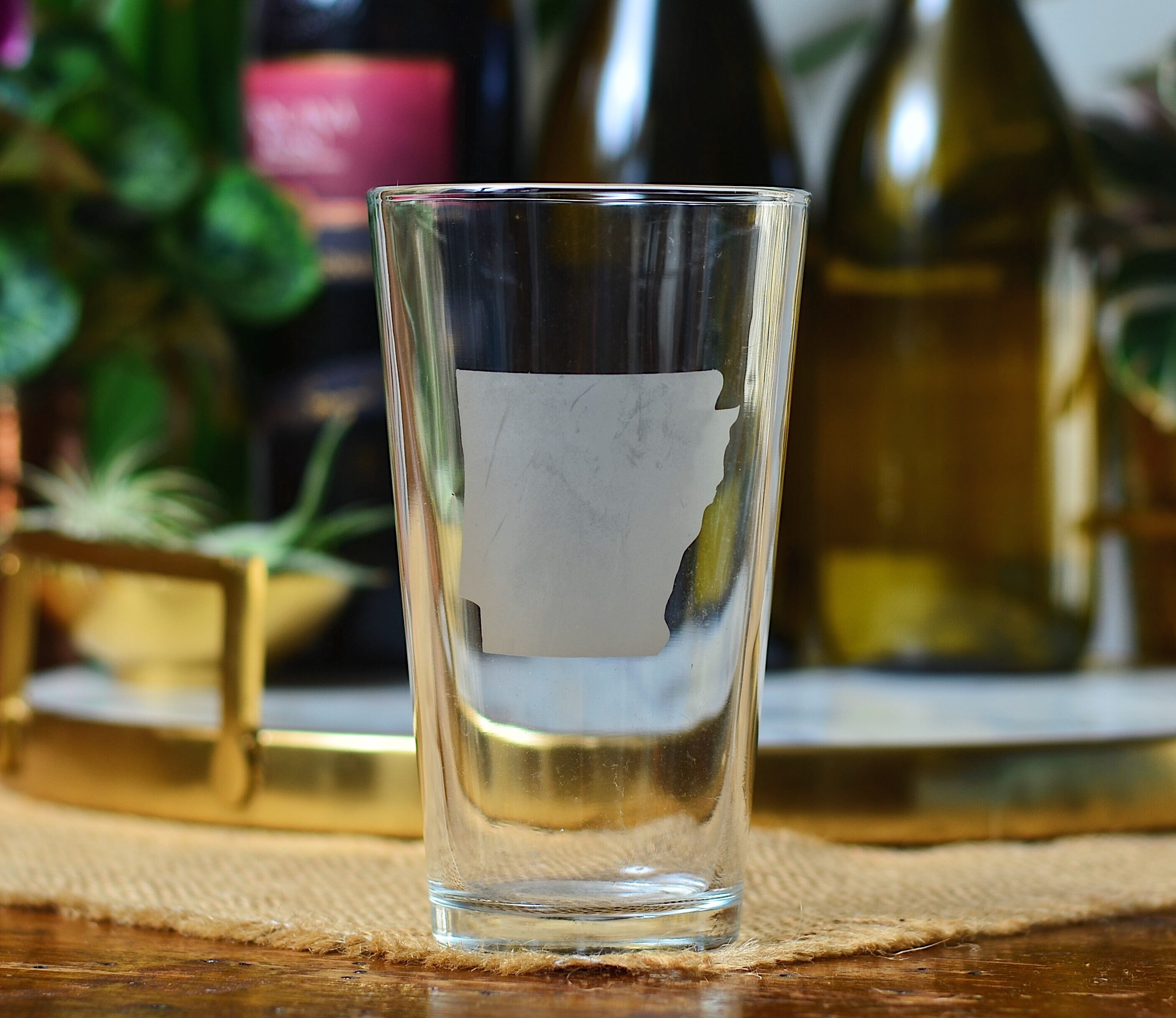 State of Arkansas Barware; Razorback Hog Glass Etching; University of ...