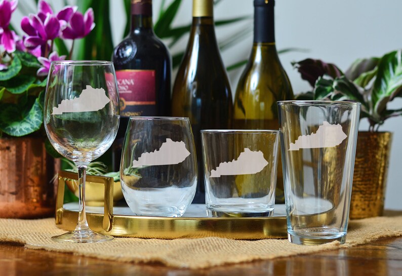 State of Kentucky Barware Wildcat Glass Etching University Etsy