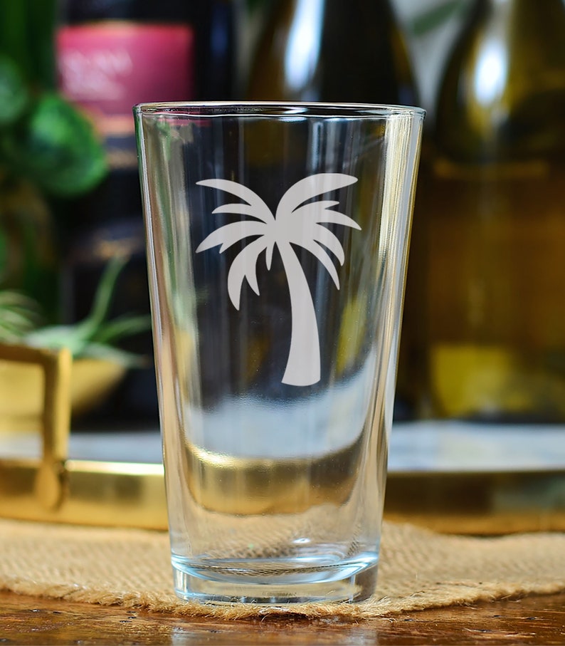 Set of Nautical Barware Beach Wine Glasses Sailboat, Anchor, Palm Tree