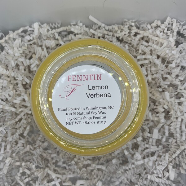 Lemon Verbena Hand-Poured Natural Soy Candle - Citrus Scented - Lemon Scented - Kitchen Candle - Natural Candle - Natural Soy Wax Melt