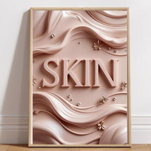 Esthetician Wall Art – Blush “Skin” Typography Printable | Dermatology Office, Med Spa, or Beauty Salon Decor | Skincare Gift | Spa Print