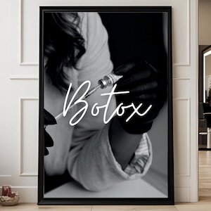 Svartvit Botox-affisch: Dekor för kosmetiska injektionsbehandlingar, sjuksköterskor, spa (utskrivbar väggkonst)