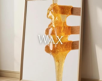 Afdrukbare muurkunst gesmolten gouden was: schoonheidsspecialiste harsen kamerdecoratie, kunst spasalon