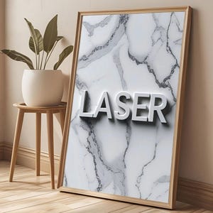 Marbled LASER Typography Printable | Med Spa Decor | Laser Hair Removal Print | Aesthetic Clinic Art | Laser Tech Gift | Beauty Room Poster