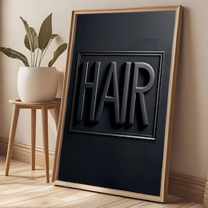 HAIR Typography Print | Modern Hair Salon Wall Art | Cosmetology & Hair Stylist Gifts | Printable Beauty Salon Sign | Vanity Room Decor