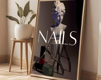 Nail Salon Wall Art | Nail Tech Poster | Beauty Salon Decor | Nail Lover Gift | Greek Bust & Nail Polish Typography Print | Nail Artist Gift