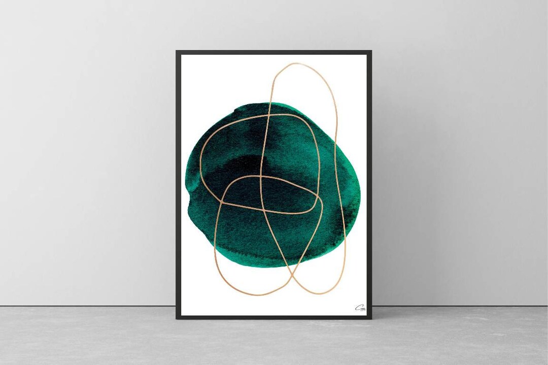 Dark Green Wall Art, Emerald Green Decor, Livingroom Art, Modern ...