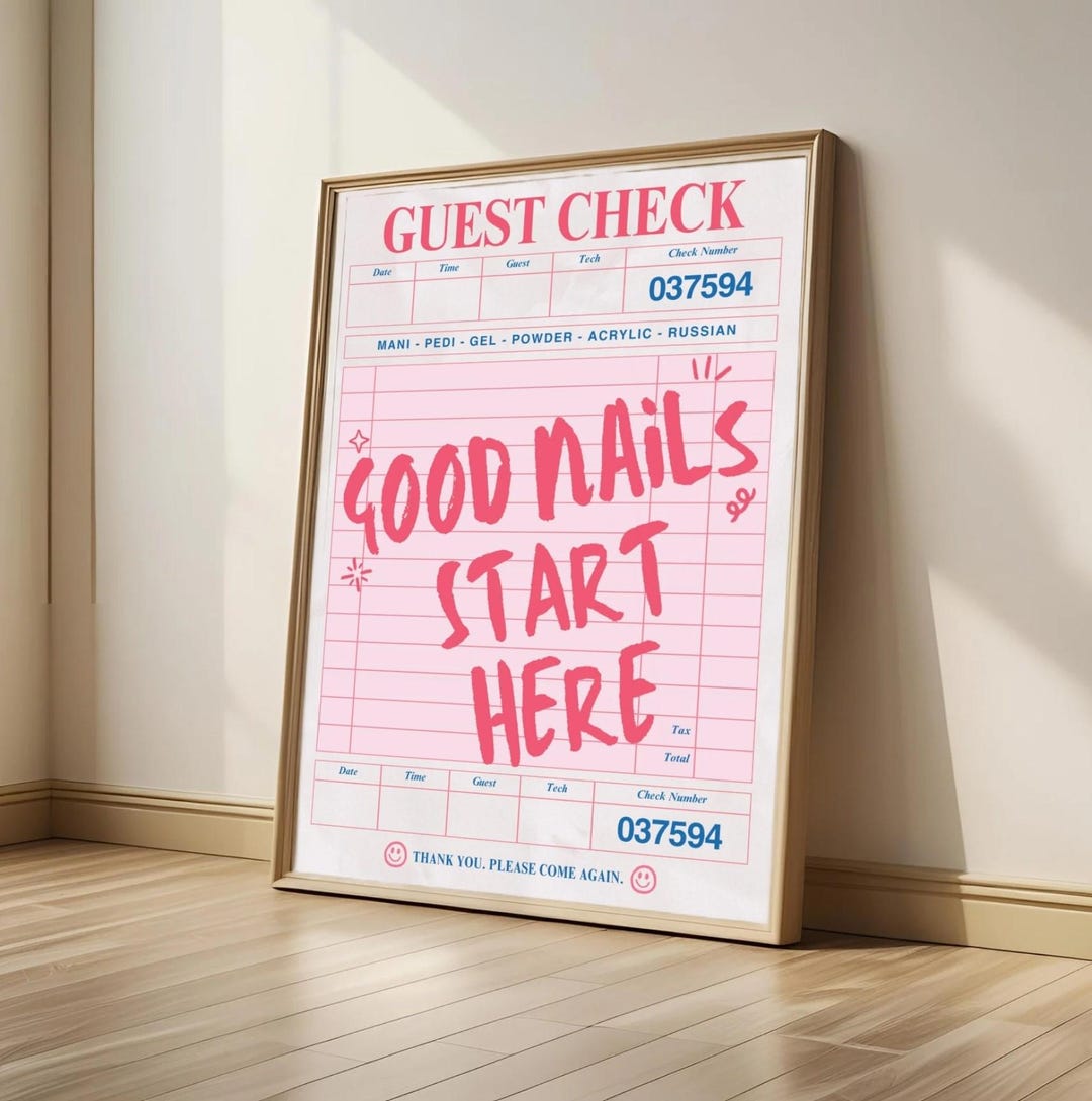 Nail Table Sign Nail Tech Decor | Nail Salon Sign | Good Nails Start Here Guest Check ...