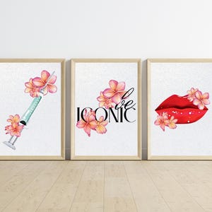 Set of 3 | Be Iconic | Fillers & Botox Wall Art | Med Spa Decor | Beauty Injector Decor | Botox Technician Poster | Cosmetology | Lip Filler