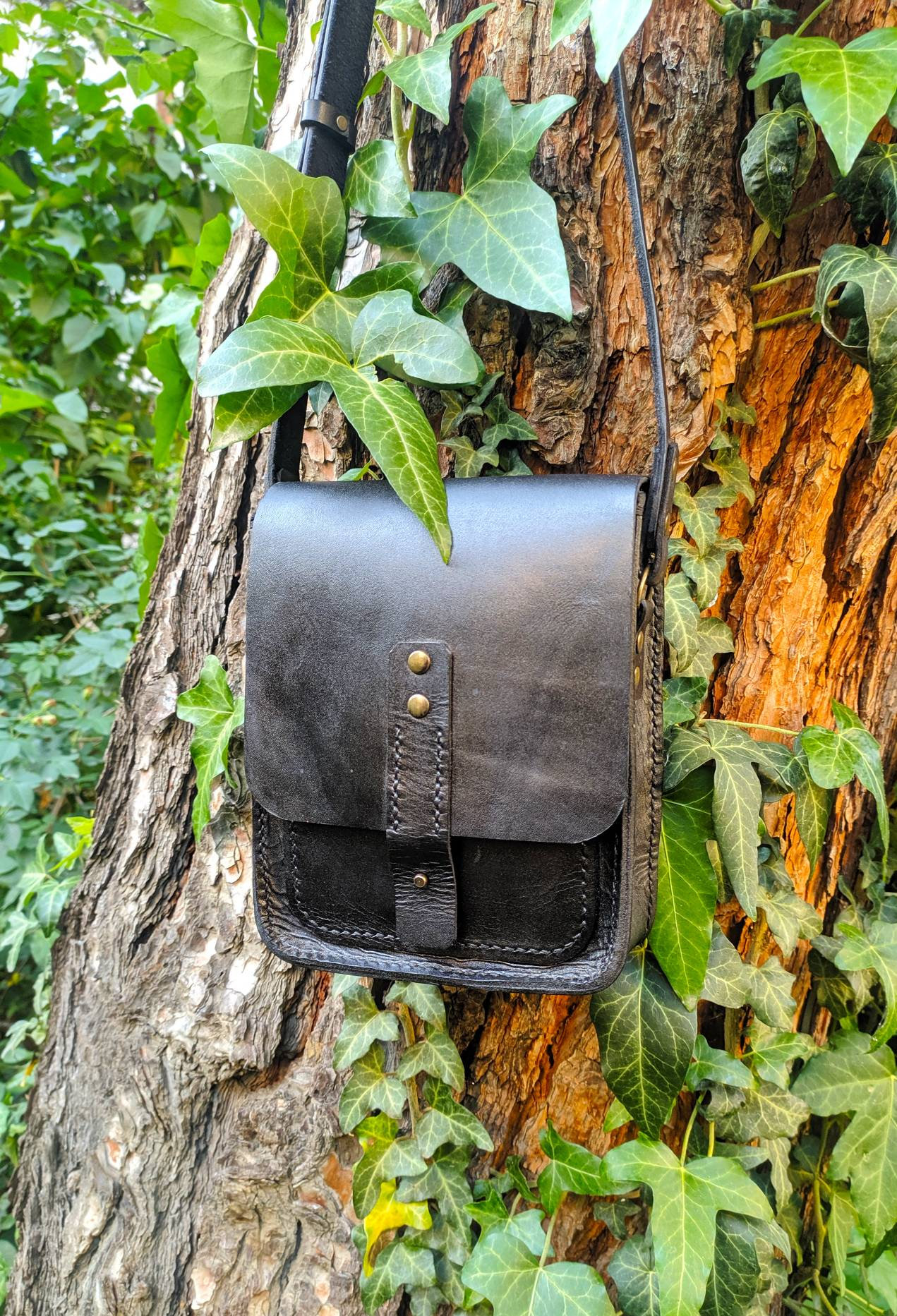 Leather Bag Black Leather Bag Unisex Leather Bag Man Etsy UK
