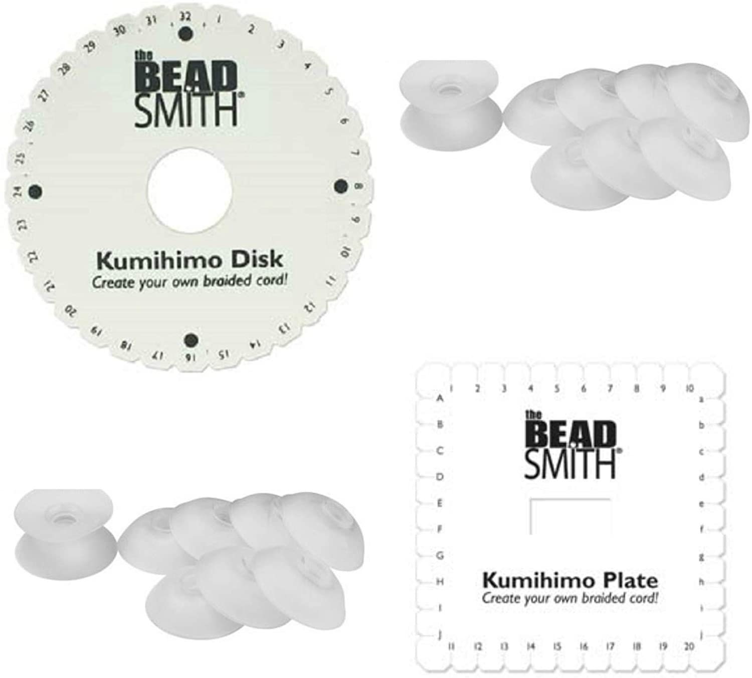 The Beadsmith Double Density 32 Slot Kumihimo Disk, For Japanese Braiding  and Cording 6 Inches, White 