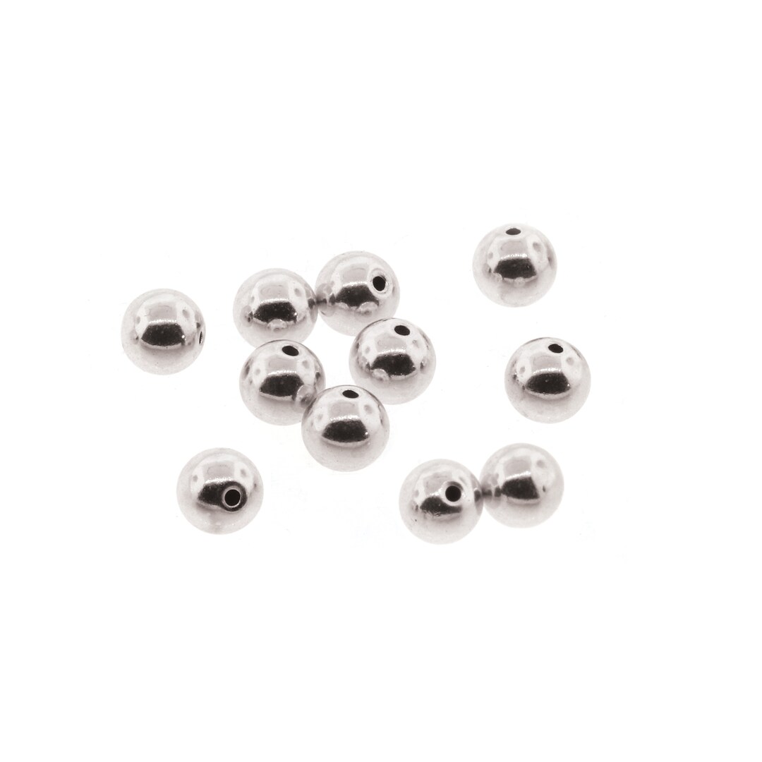 The Beadsmith Memory Wire End Caps Round, Half Drilled Bead, Silver