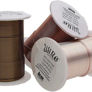 The Beadsmith Wire Elements 22-Gauge Lacquered Tarnish-Resistant Copper Wire for Jewelry Making, 4-8 Yard, 18.29 Meter Spools (Antique...