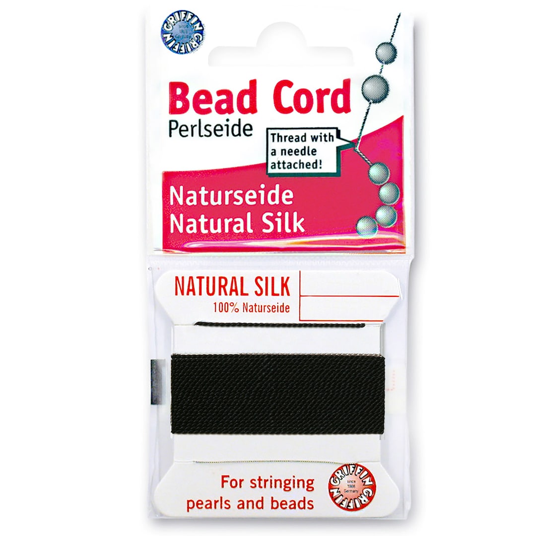 Griffin Silk Bead Cord Perlseide Black Sizes 2, 4 ,6 2 Meters per Card