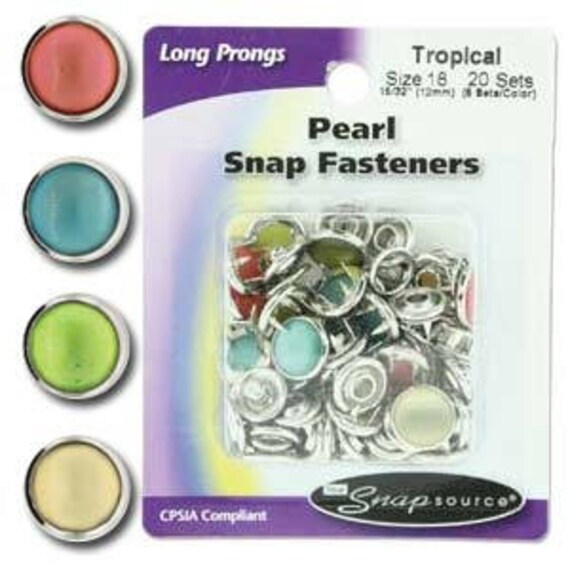 Capped Prong Pearl Mix Basic Colors Snap Size 18 Fasteners 20 Sets