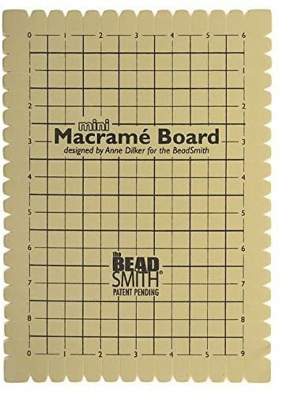 The Beadsmith Mini Macrame Board, 7.5 x 10.5 inches, 0.5-inch-Thick Foam, 6  x 9 Grid for Measuring, Bracelet Project with Instructions Included
