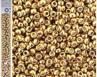 Miyuki Round Seed Bead Size 8/0 22g-tube Galvanized Gold